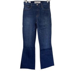 NEW Frank & Eileen Sz 26 Killian Crop Flare Raw Hem Jeans Medium Blue Denim USA